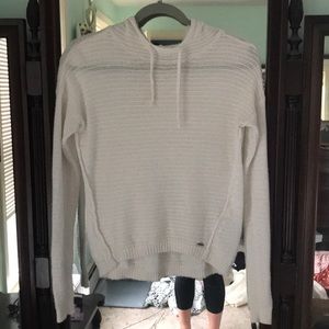 A&F white knit hoodie